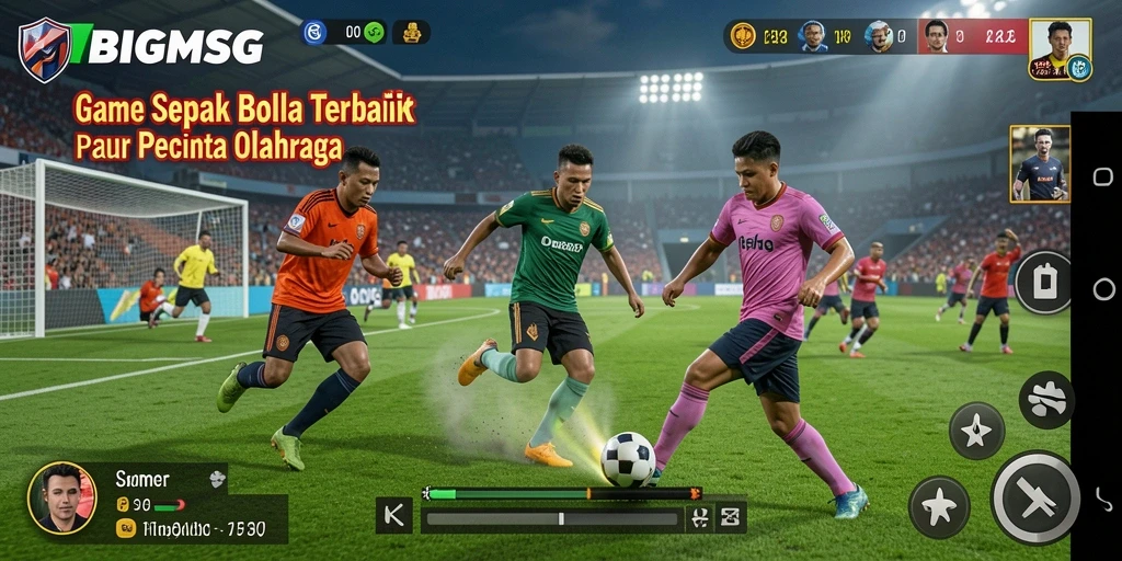 Tampilan utama gameplay BIGMSG yang menggugah semangat sepak bola.