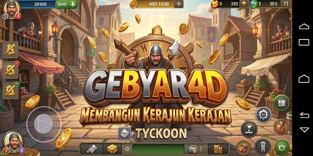 Tangkapan layar utama GEBYAR4D menampilkan gameplay seru dalam membangun kerajaan Tycoon.