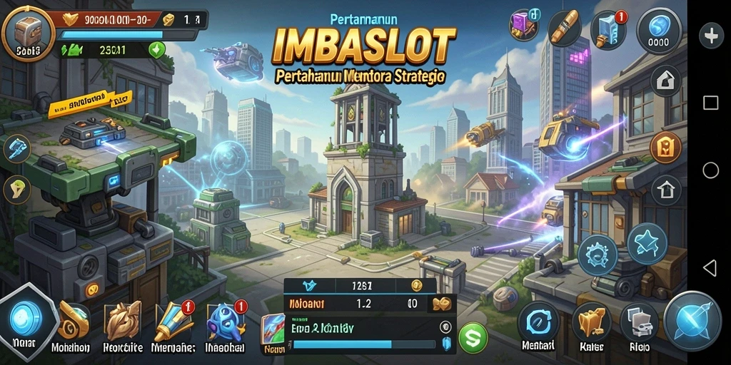 Tampilan gameplay penuh aksi IMBASLOT dalam genre Tower Defense.