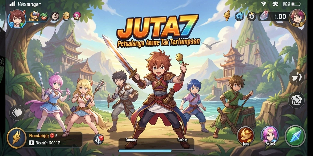 Screenshot gameplay JUTA7 menampilkan aksi seru dan karakter anime favorit.