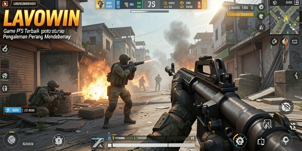 Tangkapan layar menampilkan aksi seru gameplay FPS LAVOWIN.