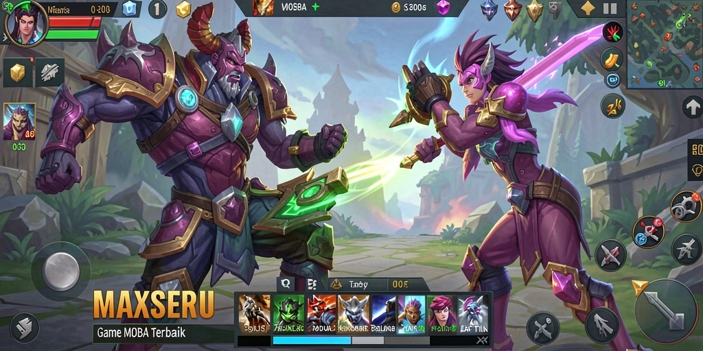 Gameplay seru di MAXSERU dengan pertempuran tim yang menegangkan.