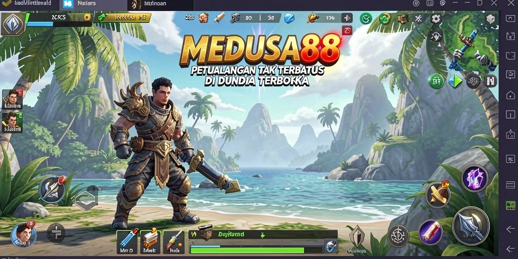 Screenshot gameplay MEDUSA88 menampilkan dunia terbuka yang indah.