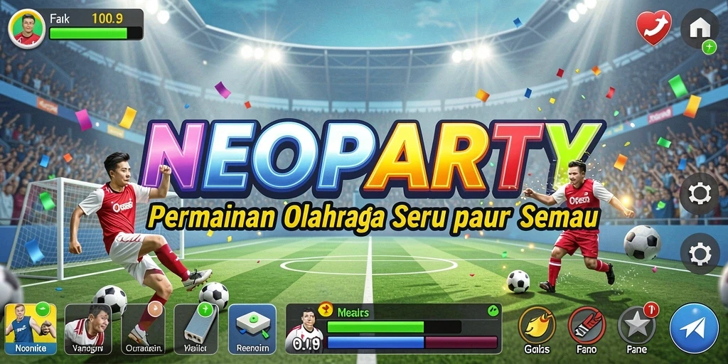 Screenshot NEOPARTY menampilkan suasana kompetisi olahraga yang seru.