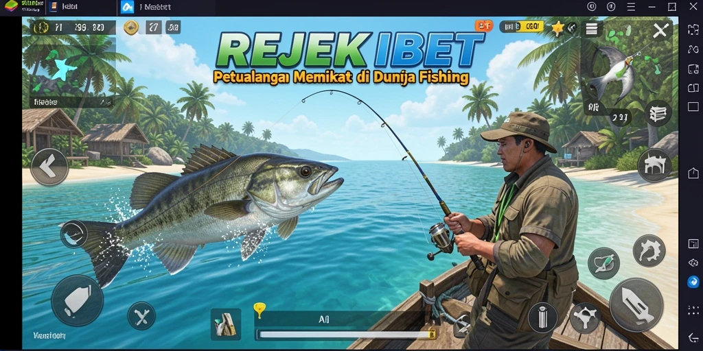 Screenshot gameplay REJEKIBET saat menangkap ikan besar.
