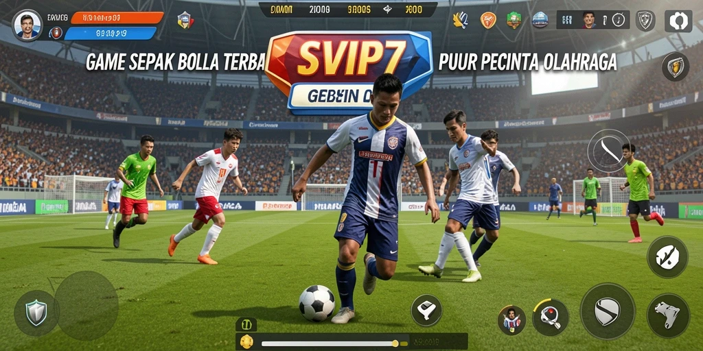 Tangkapan layar utama SVIP7 menampilkan aksi permainan sepak bola yang seru.