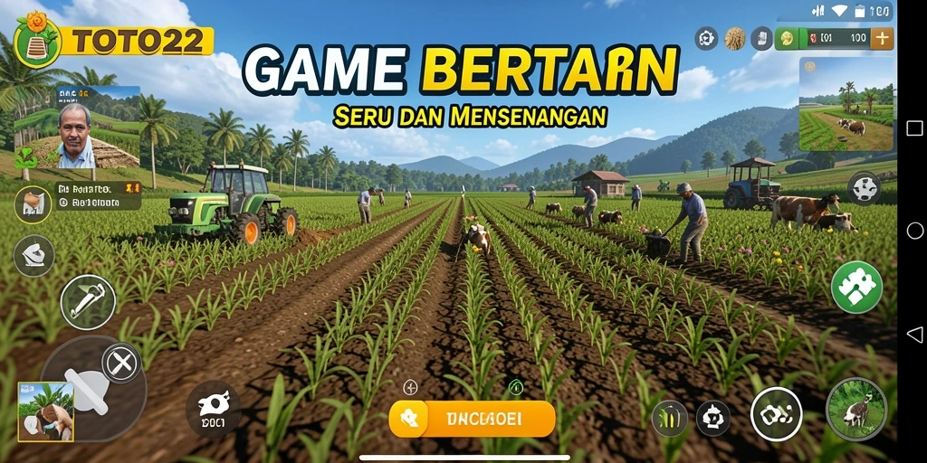 Screenshot gameplay TOTO22 menampilkan aktivitas bertani yang menarik.